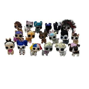 LOL OMG Surprise Pet Lot of 18 Dogs,‎ Cats, Bunny W/ Clothing & Accessories MGA
